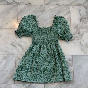Hill House Kids Dress in Green Pattern
